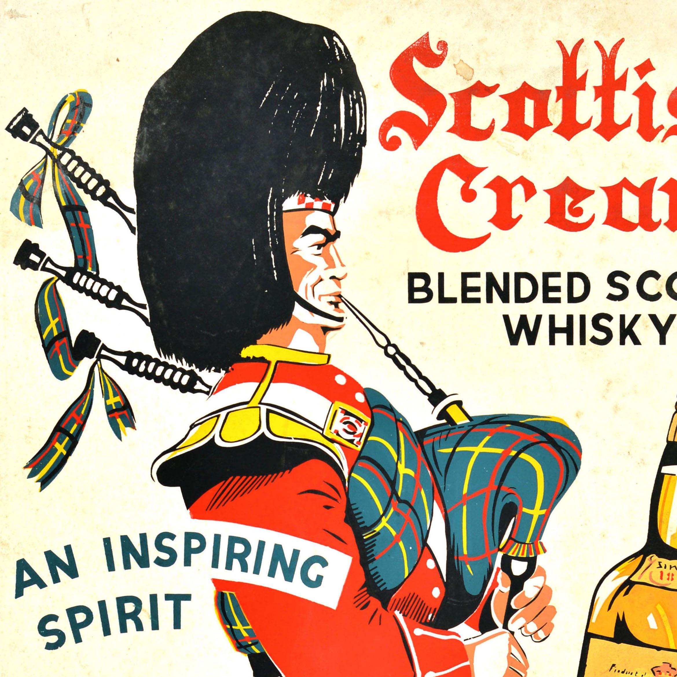 Original Vintage Drink Advertising Poster Scottish Cream Blended Scotch Whisky - Yellow Print by Unknown