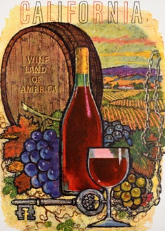 Original Vintage Drink Advertising Travel Poster California Wine Land Of America