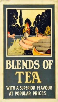 Original-Vintage-Getränkeplakat, Tee-Mischungen mit einem hervorragenden Geschmack, The Retreat