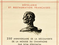 Original Vintage Drink Poster Dom Perignon Champagne French Wine 250 Anniversary