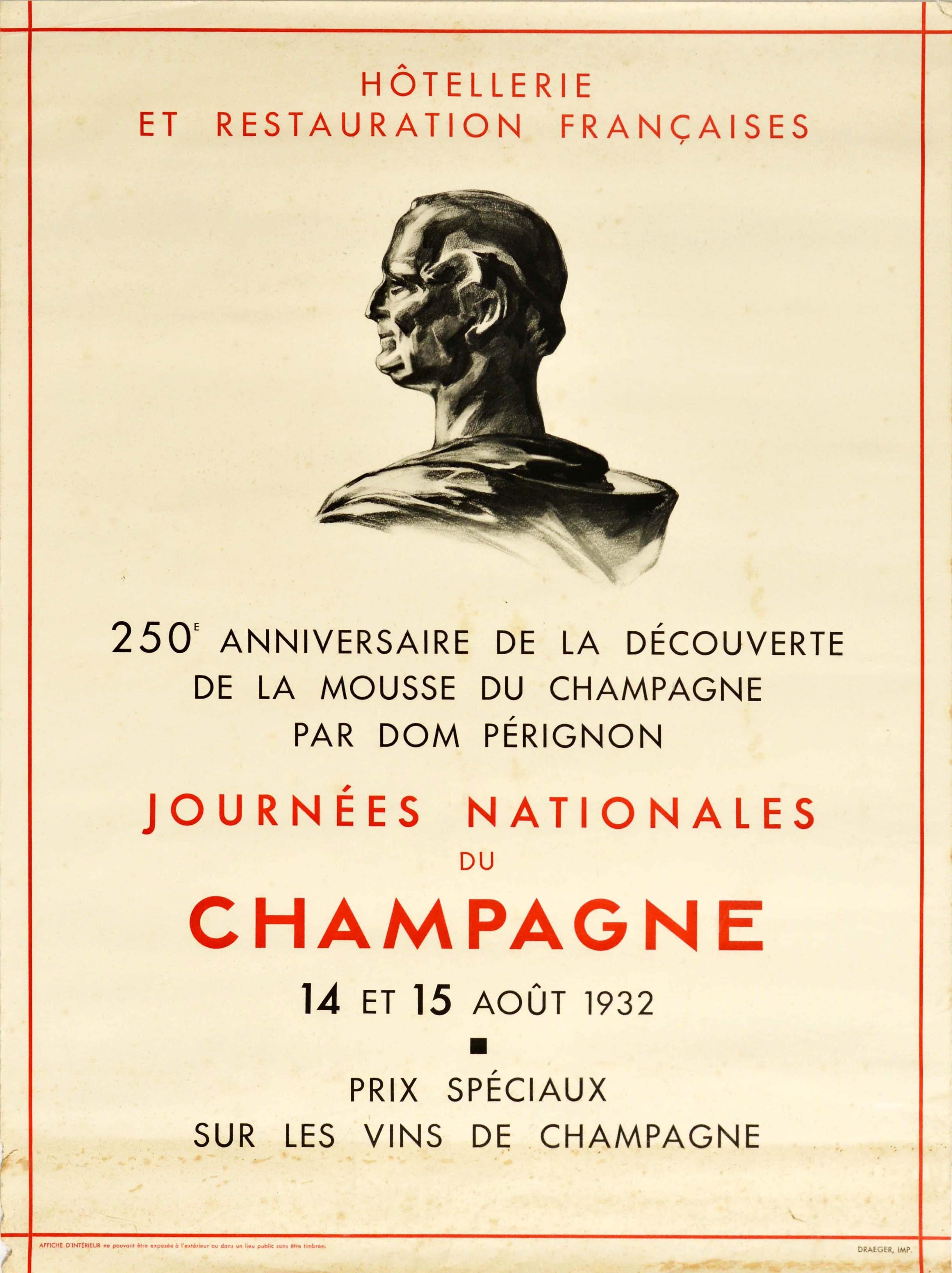 Unknown Print - Original Vintage Drink Poster Dom Perignon Champagne French Wine 250 Anniversary