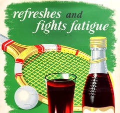Affiche rétro originale pour la boisson pour Ribena Refreshes, Fights Fatigue, Tennis d'été