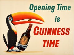 Original Vintage Drink Poster Opening Time Is Guinness Time Iconic Toucan Design