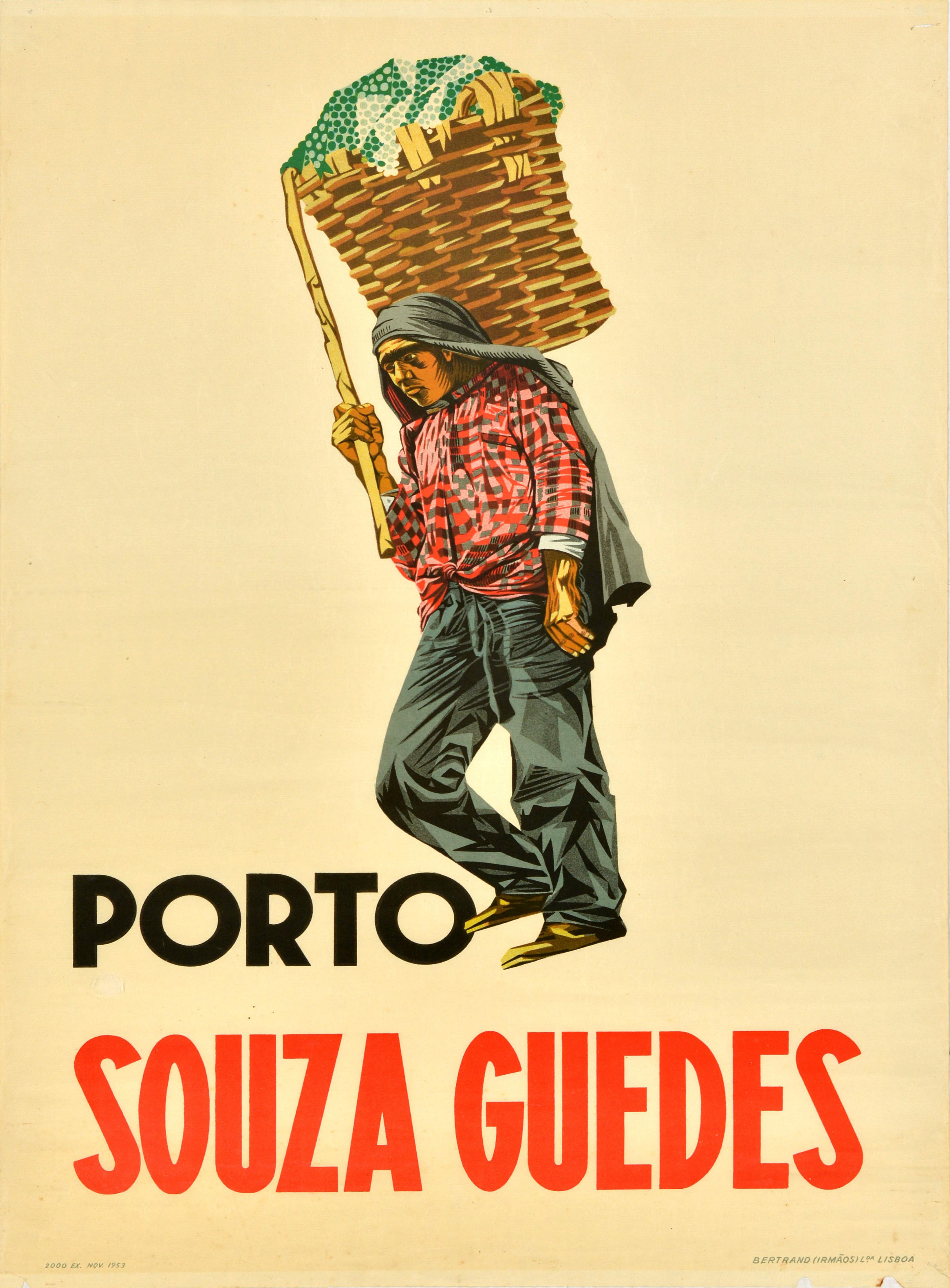 Unknown Print - Original Vintage Drink Poster Porto Souza Guedes Port Wine Advertising Portugal
