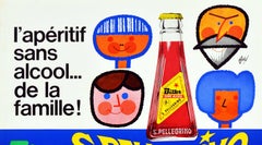 Original Vintage Drink Poster San Pellegrino Bitter Alcohol Free Family Aperitif