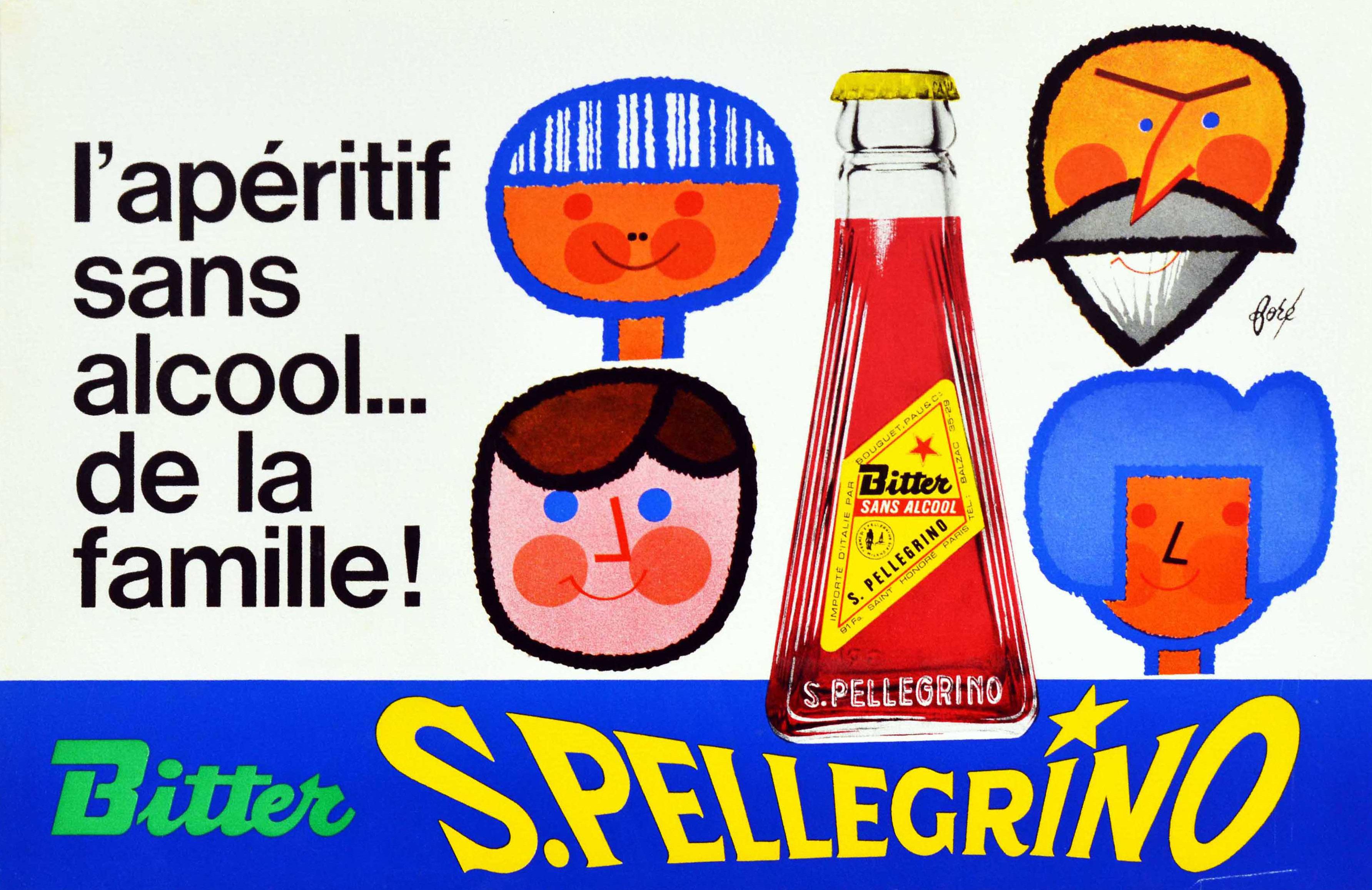 Unknown Print - Original Vintage Drink Poster San Pellegrino Bitter Alcohol Free Family Aperitif