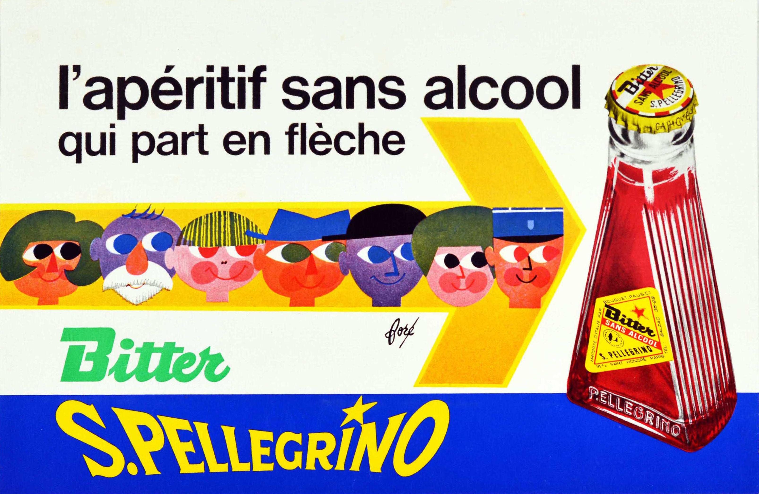 Unknown Print - Original Vintage Drink Poster San Pellegrino Bitter Aperitif Qui Part En Fleche