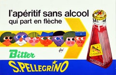 Original Vintage Drink Poster San Pellegrino Bitter Aperitif Qui Part En Fleche