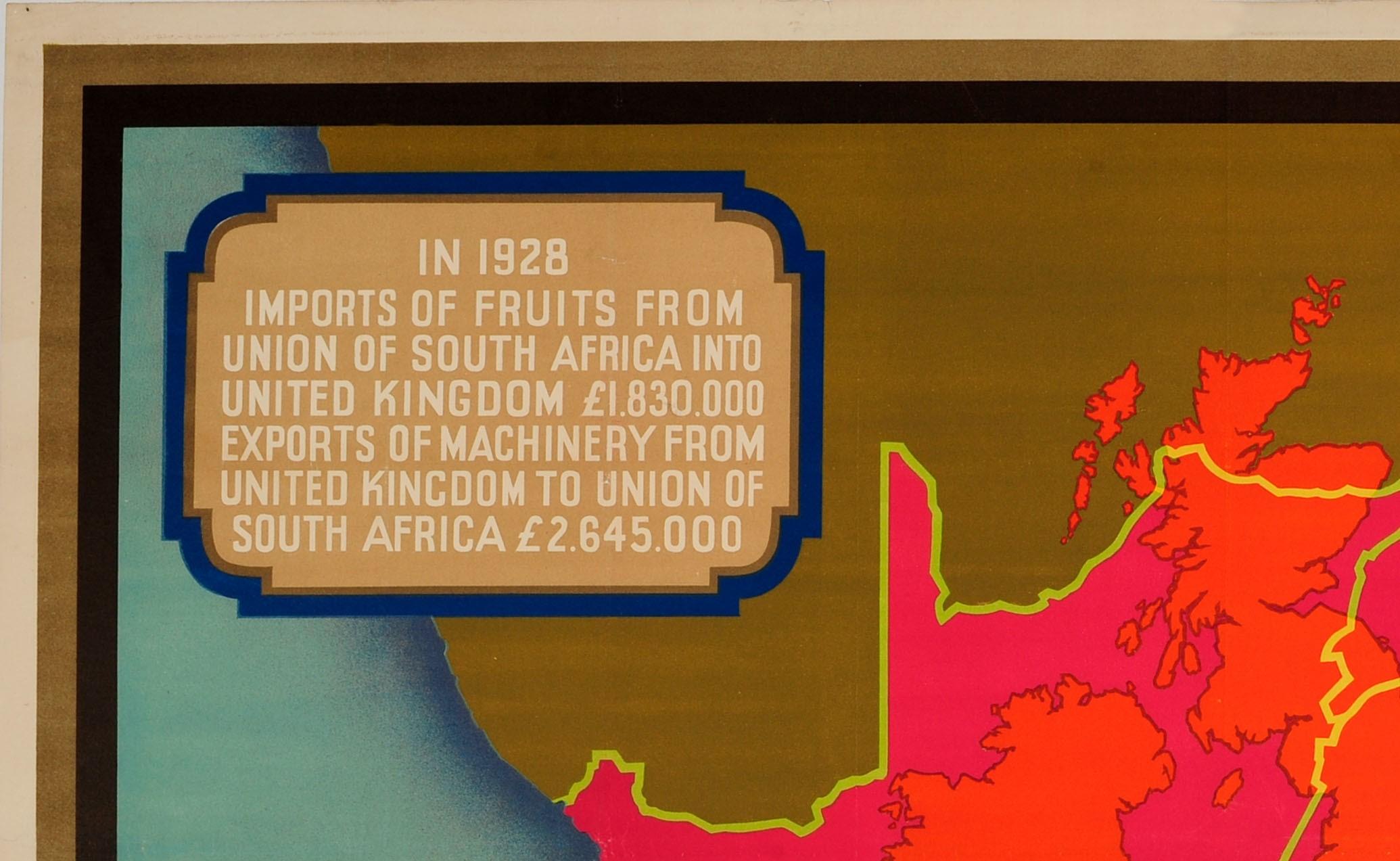 Original Vintage Empire Marketing Board Poster Ft Union Of South Africa & UK Map - Print by Unknown