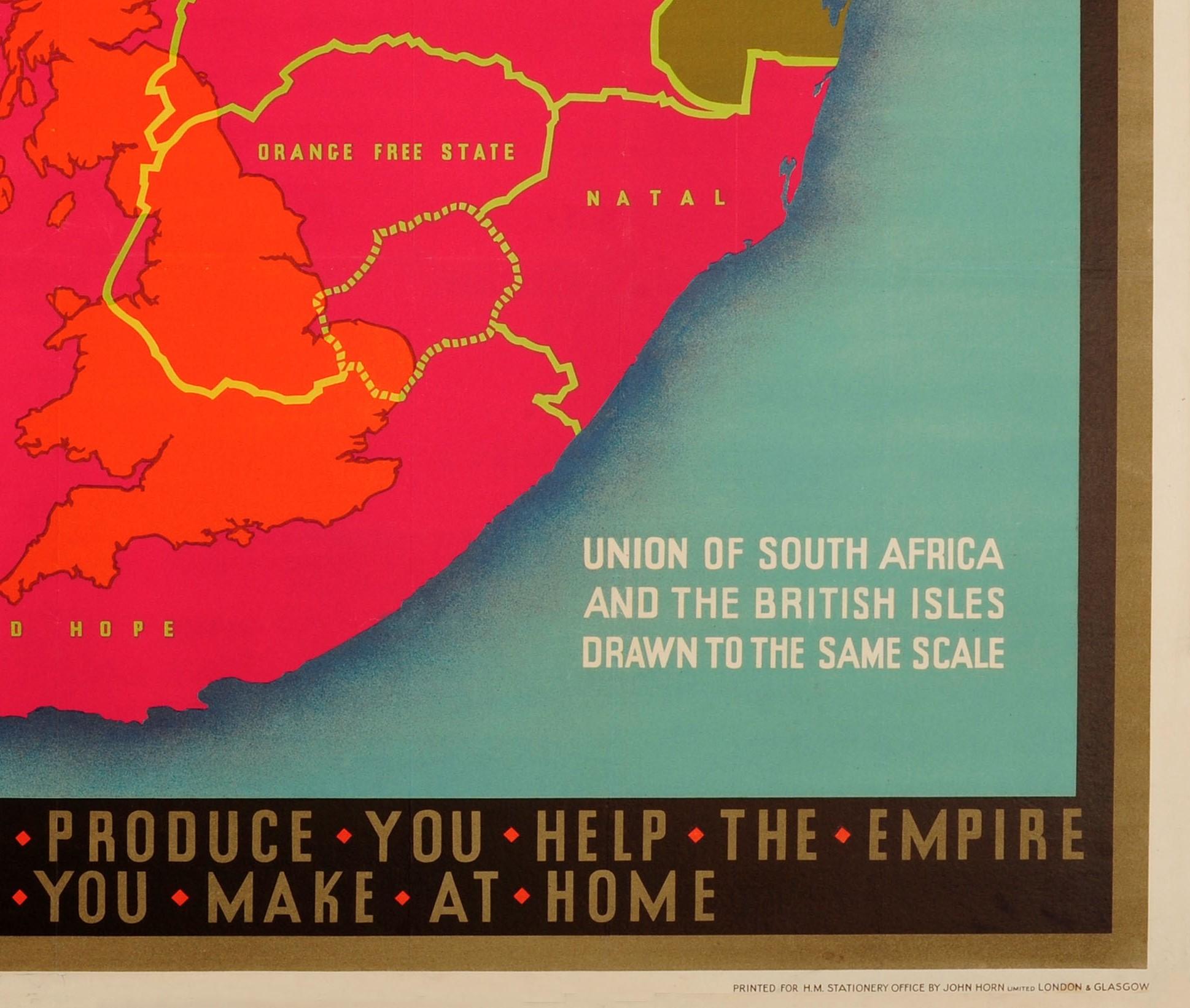 Original-Vintage-Marketingboard-Poster, Empire, Union von Südafrika und Karte, Großbritannien 1