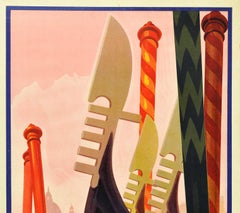Original Vintage ENIT Travel Poster Venezia Venice Italy Grand Canal Gondola Art