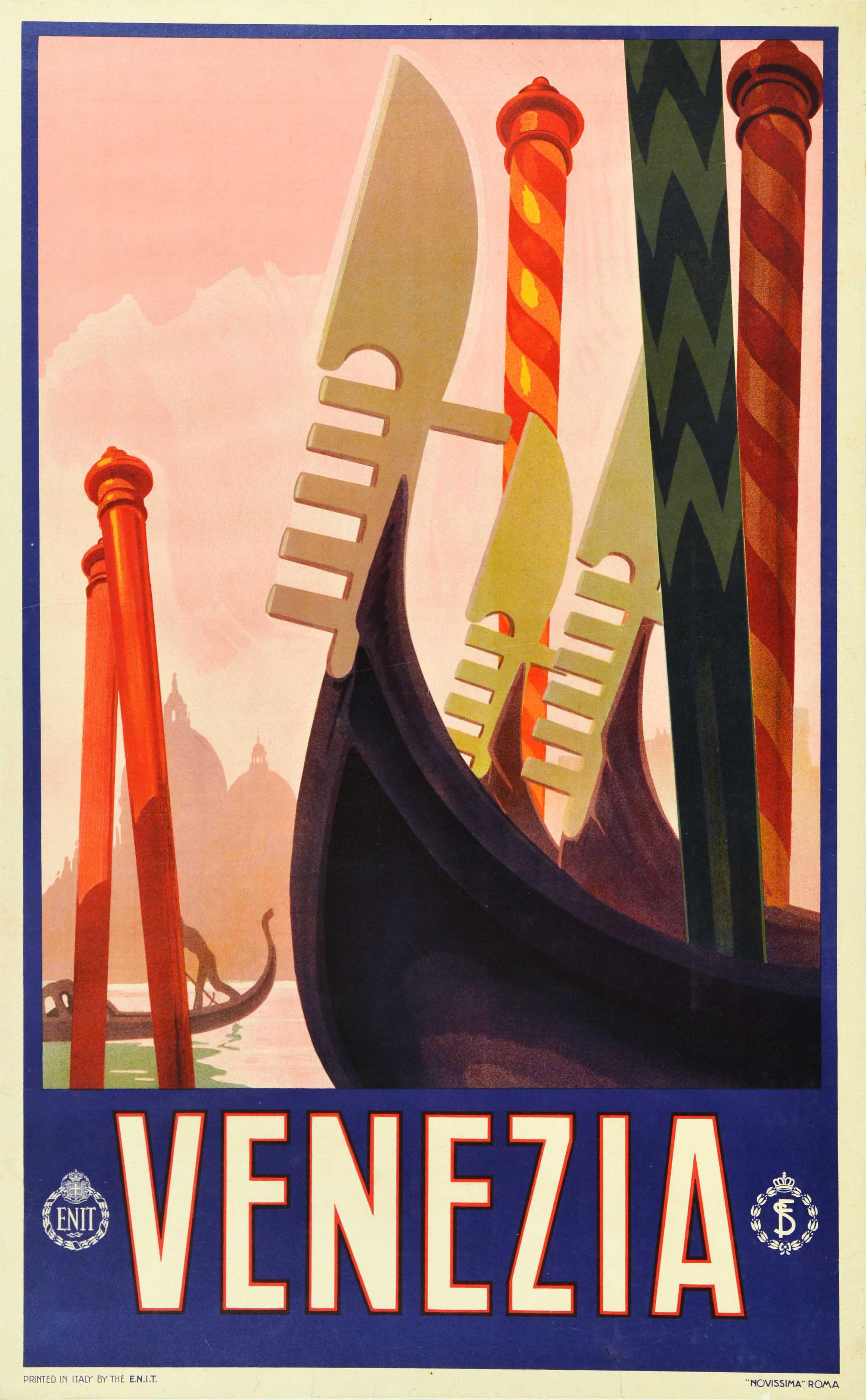 Unknown Print - Original Vintage ENIT Travel Poster Venezia Venice Italy Grand Canal Gondola Art