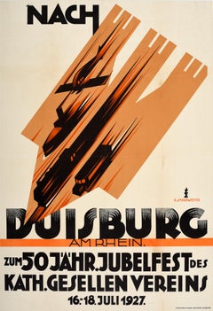 Original Vintage Event Poster Duisburg Art Deco Catholic Journeymens Association