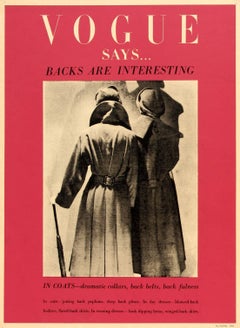 Original Vintage Fashion Advertising Poster - Vogue Says Backs Are Interesting