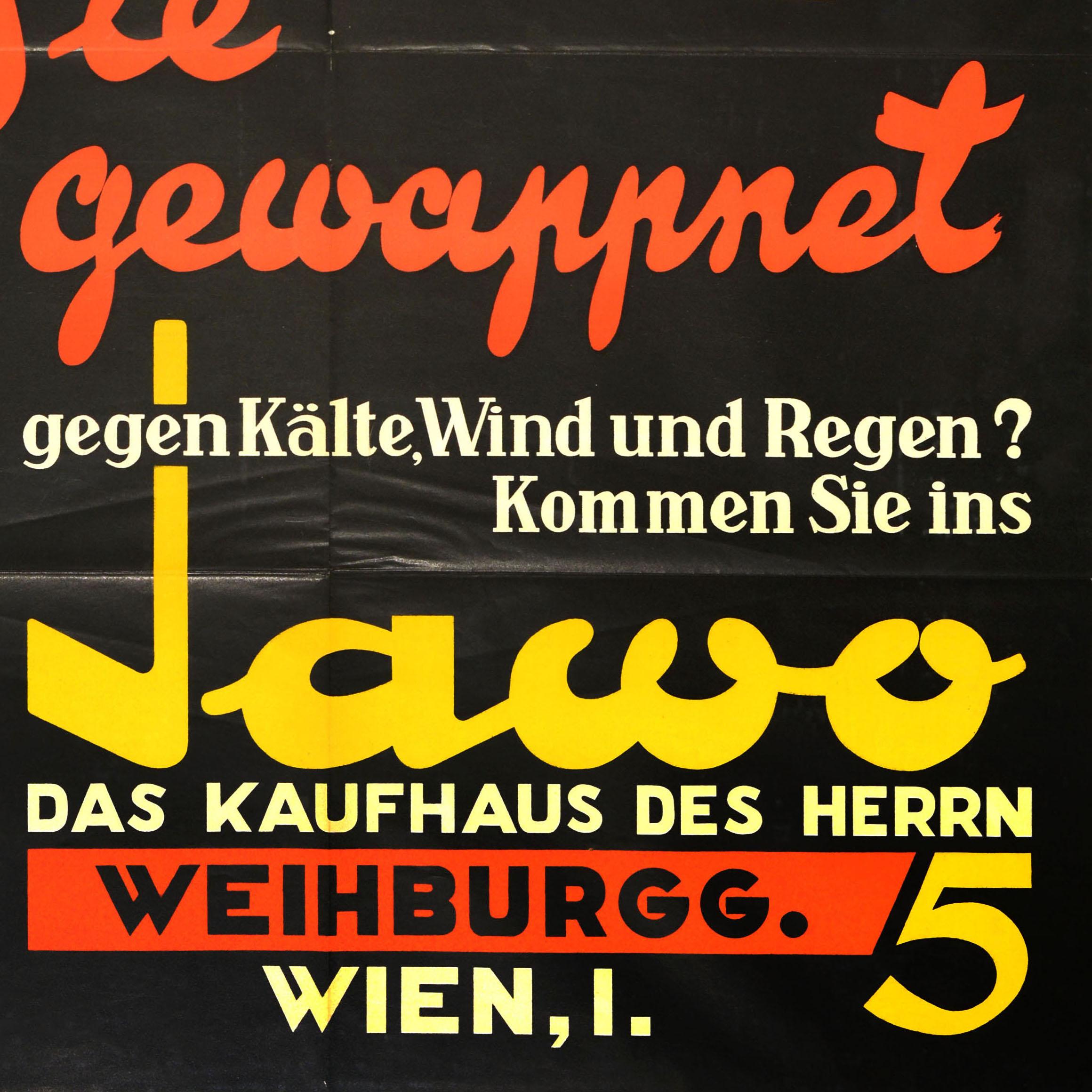 Original Vintage Fashion Advertising Poster Jawo Gentlemens Department Store - Print by Unknown