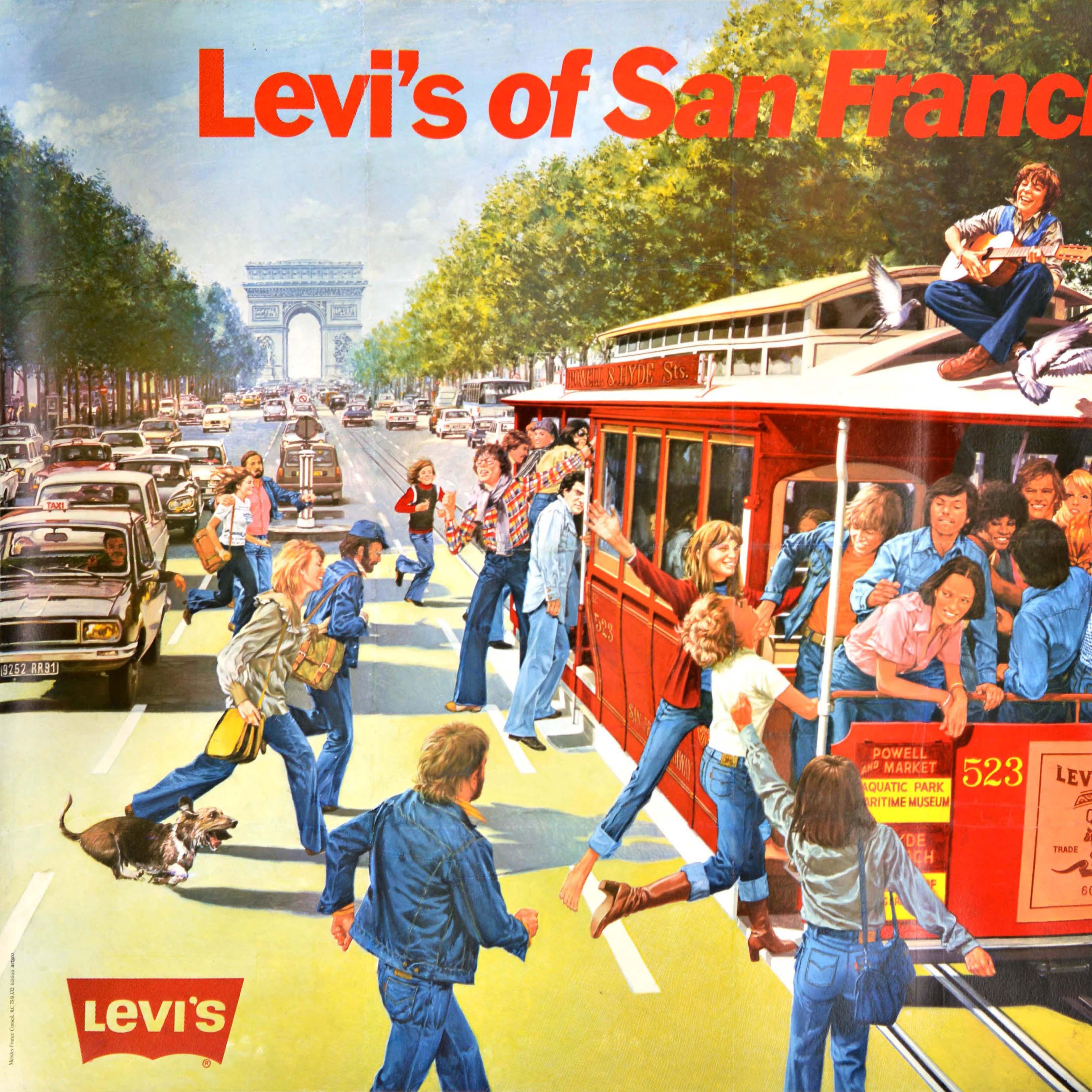 Original Vintage Fashion Advertising Poster Levis Of San Francisco Jeans Denim - Brown Print by Unknown
