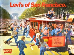 Original Vintage Fashion Advertising Poster Levis Of San Francisco Jeans Denim