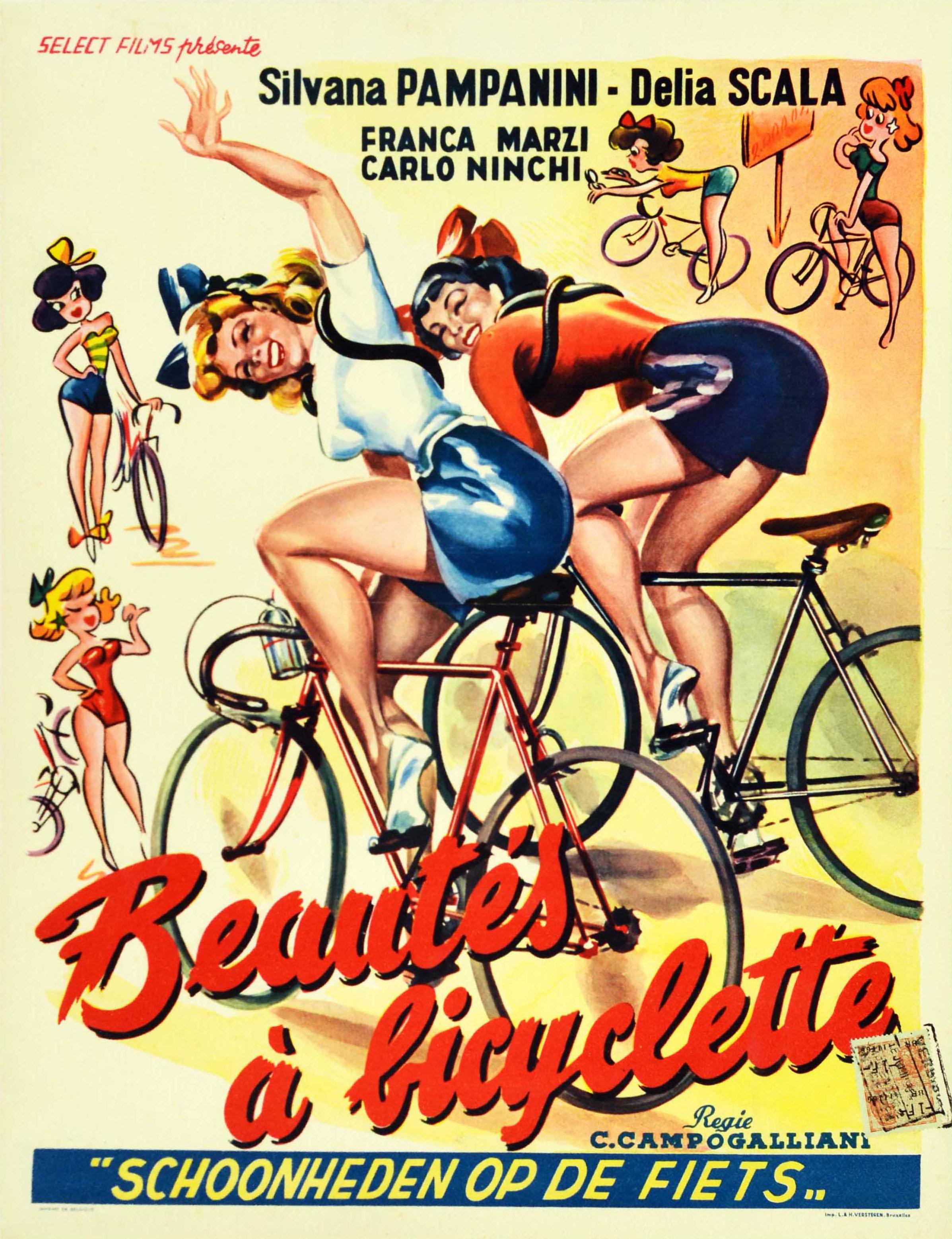 Unknown Print - Original Vintage Film Poster Beautes A Bicyclette Bicycle Beauties Comedy Movie