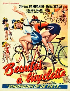 Original Retro Film Poster Beautes A Bicyclette Bicycle Beauties Comedy Movie