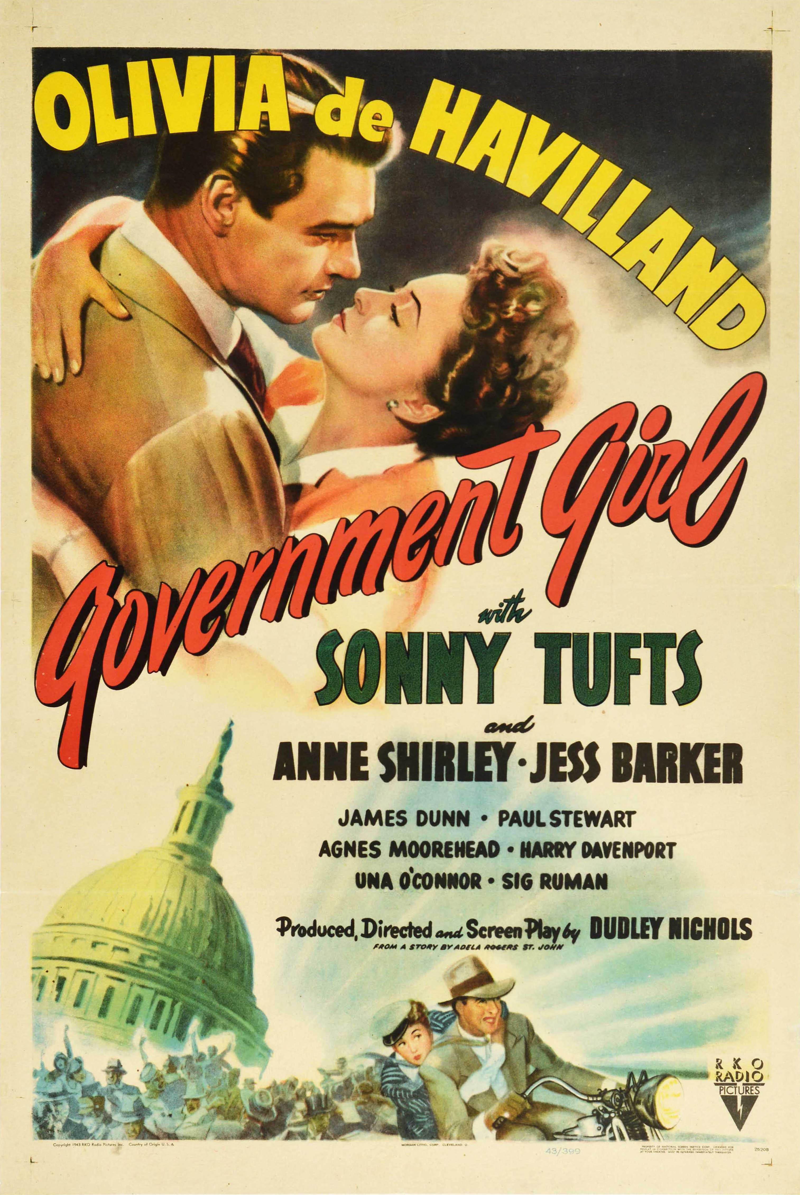 Unknown Print – Original Vintage-Filmplakat für Government Girl Olivia De Havilland Sonny Tufts, Original