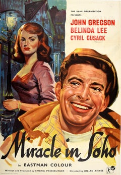Póster Original Vintage de Milagro en el Soho Londres Drama Romántico Arte Cinematográfico
