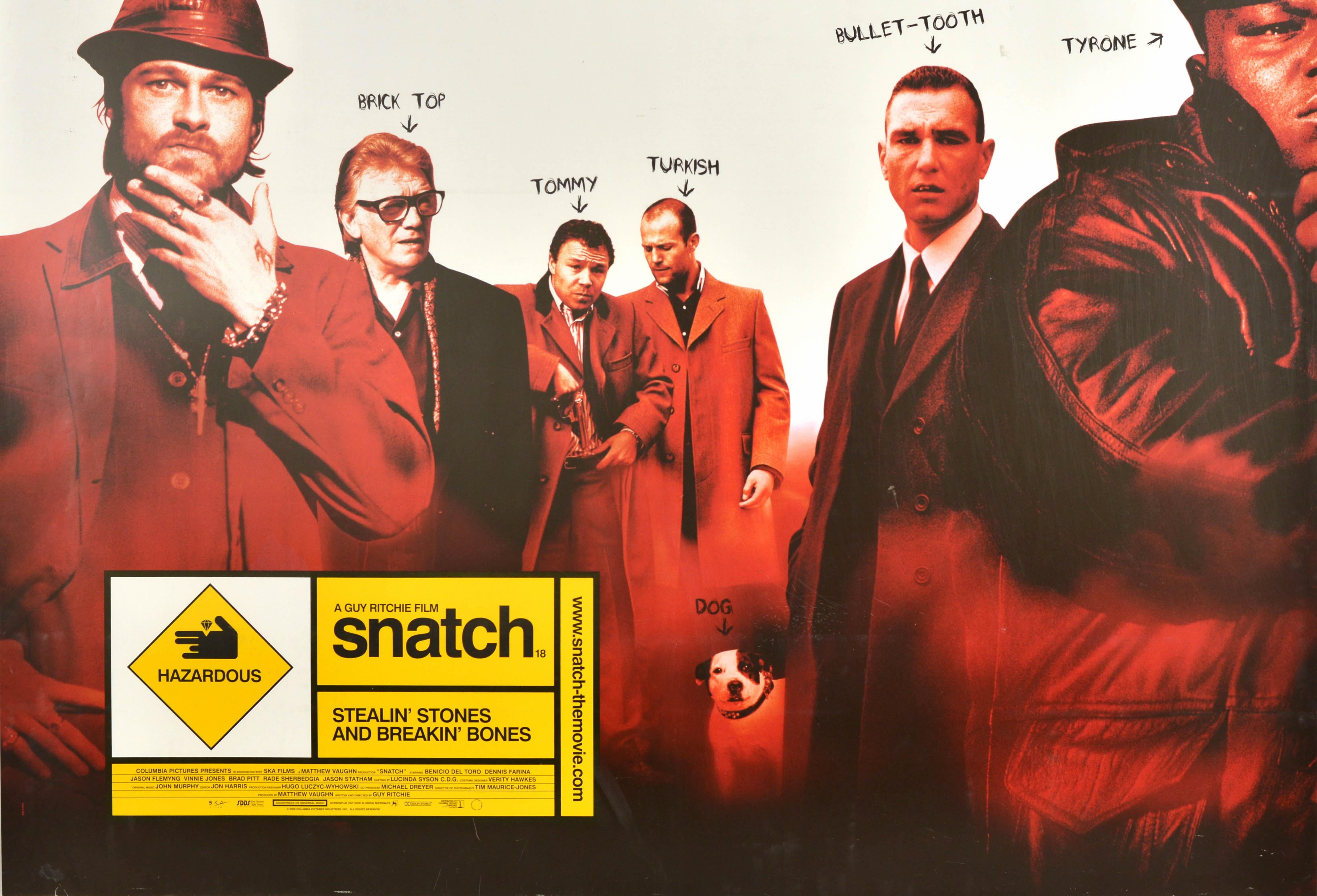 Poster cinematografico originale d'epoca per il film commedia criminale Snatch di Guy Ritchie Brad Pitt - Print Marrone di Unknown
