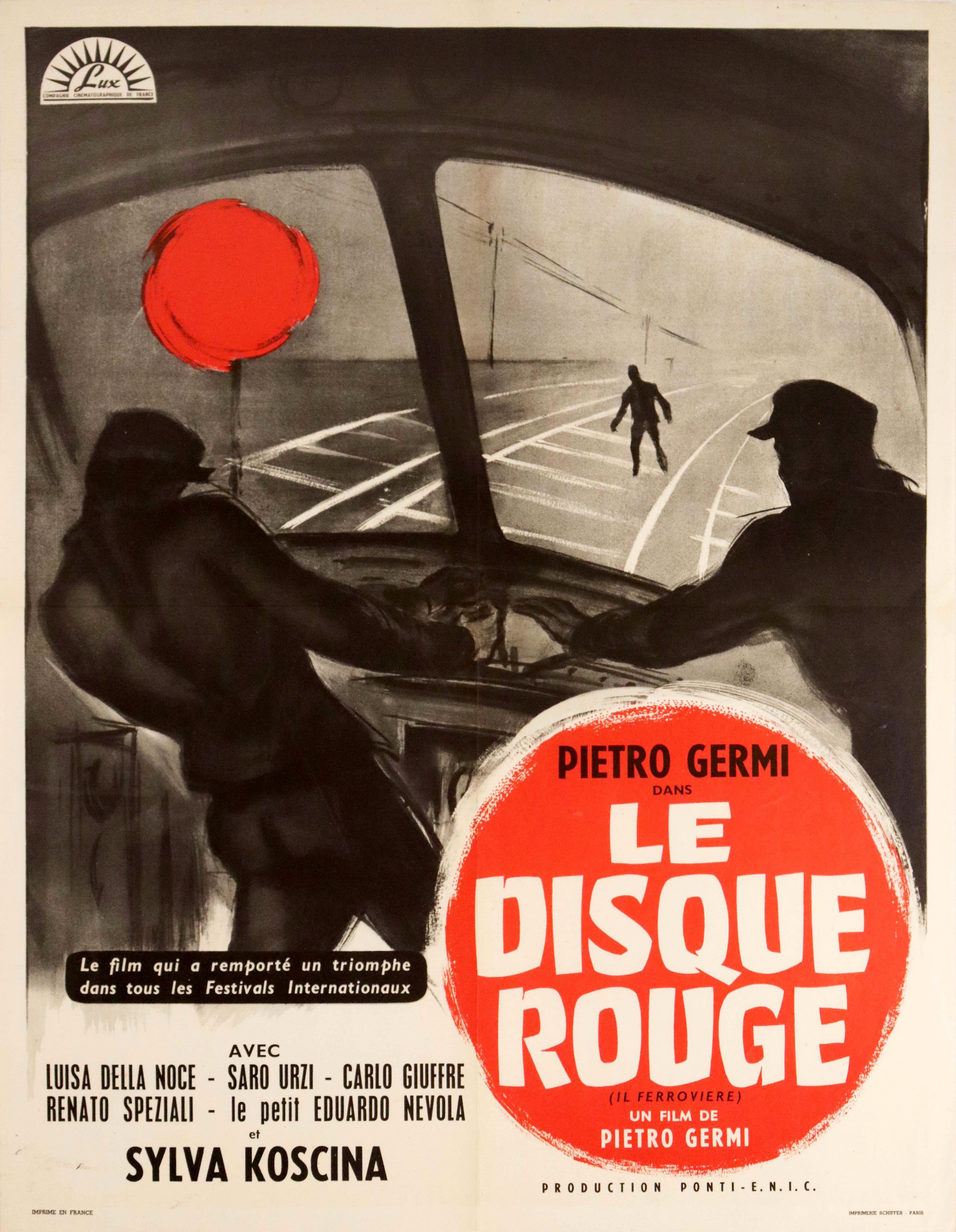 Unknown Print - Original Vintage Film Poster Le Disque Rouge Man Of Iron Railway Train Movie Art