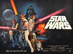 Original Vintage Film Poster Star Wars UK Quad First Release Pre-Oscars Design