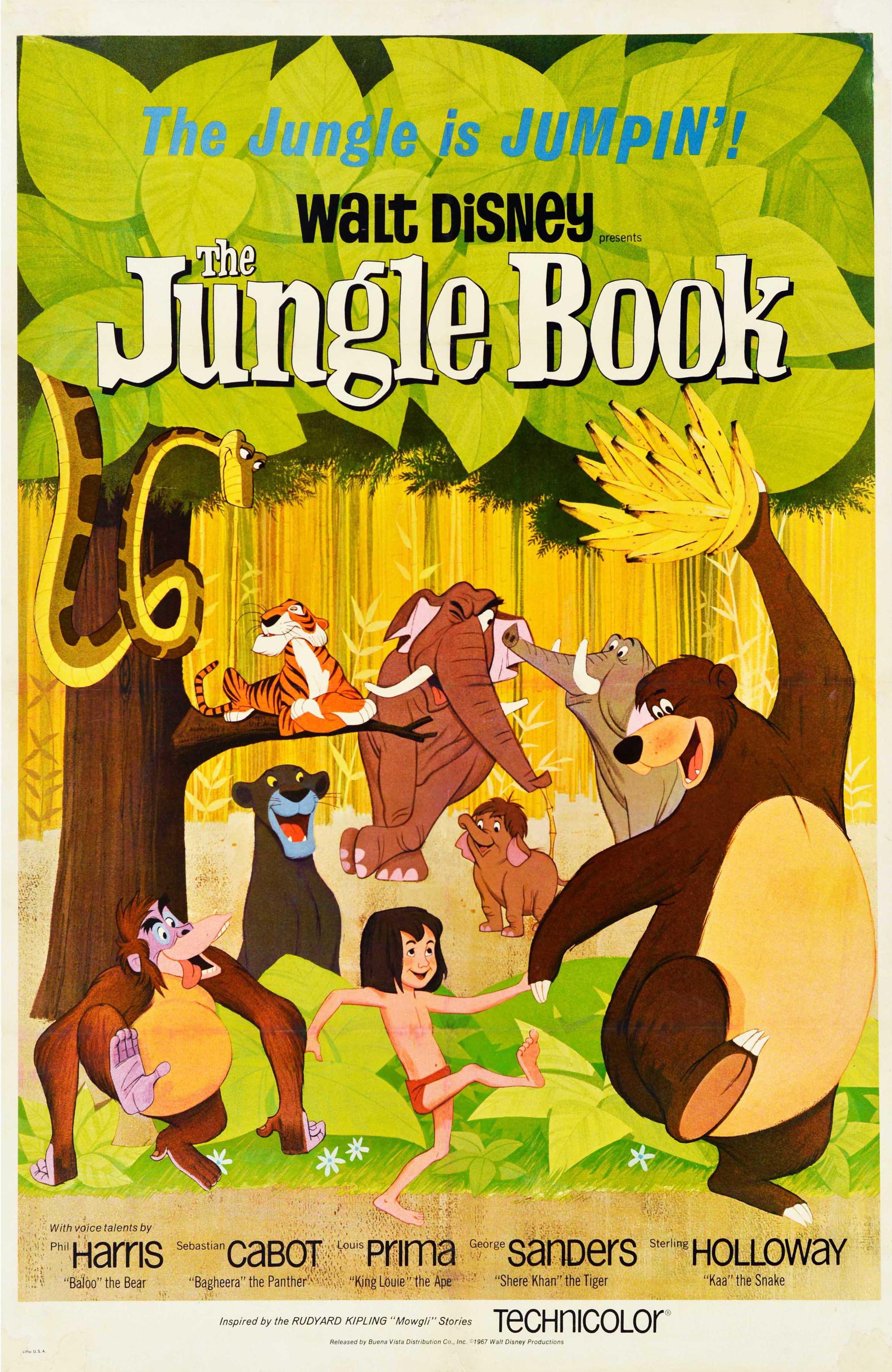 Unknown - Original Vintage Film Poster The Jungle Book Walt Disney Mowgli Animated  Movie For Sale at 1stDibs