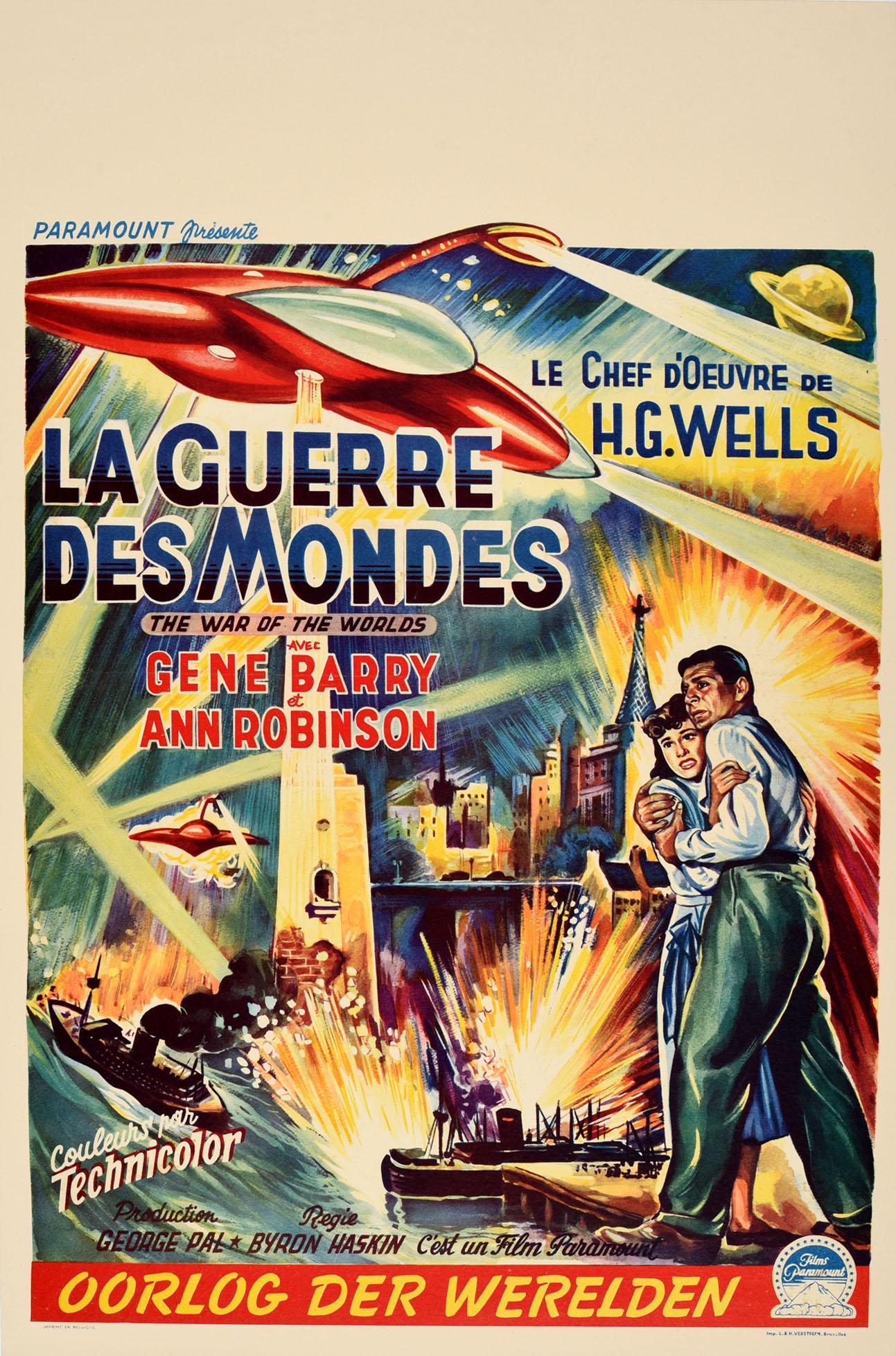 Unknown - Original Vintage Film Poster The War Of The Worlds H. G. Wells  Belgian Release For Sale at 1stDibs