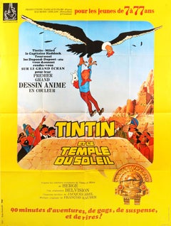 Original Retro Film Poster Tintin And The Temple Of The Sun Comics Movie Art