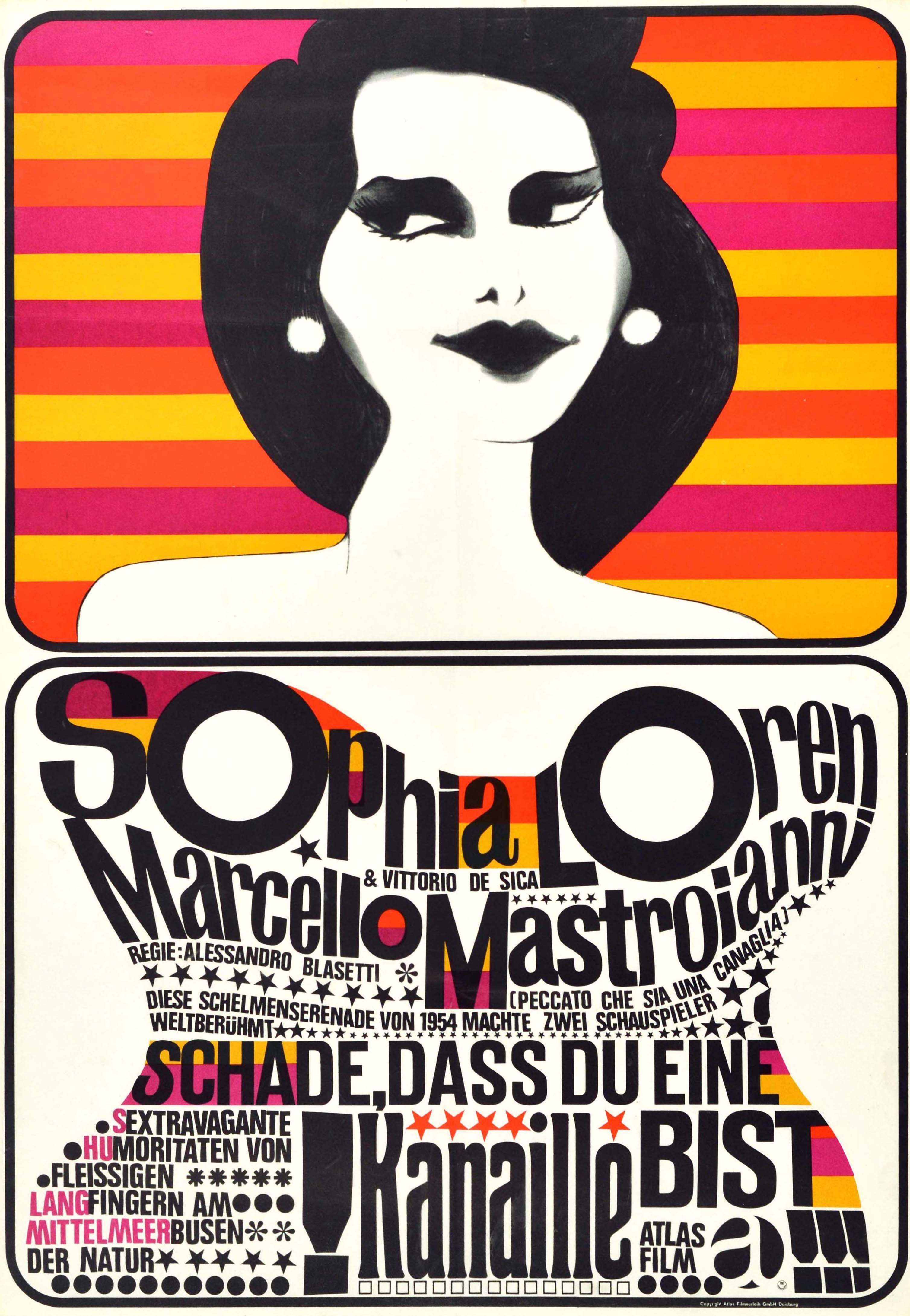 Unknown Print - Original Vintage Film Poster Too Bad She's Bad Sophia Loren Marcello Mastroianni