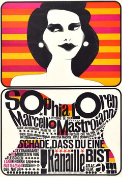 Original Retro Film Poster Too Bad She's Bad Sophia Loren Marcello Mastroianni