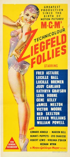 Affiche vintage d'origine du film Ziegfeld Follies, Fred Astaire, Judy Garland Pin Up
