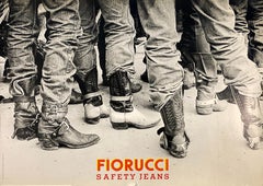 Poster originale d'epoca Fiorucci - Jeans di sicurezza - Stivali C1975