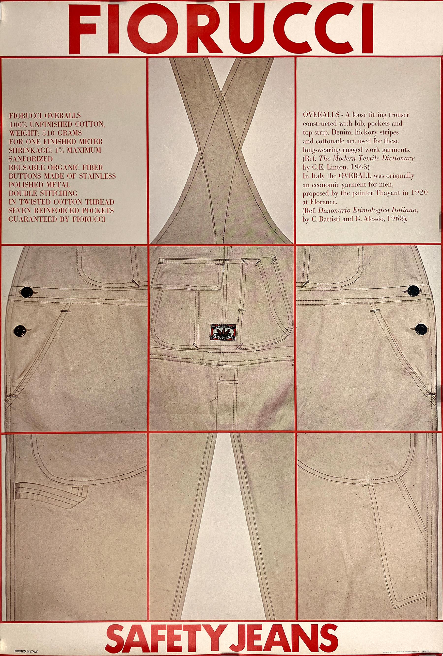 Original Vintage Fiorucci - Safety Jeans Poster C1975 - Print by Unknown