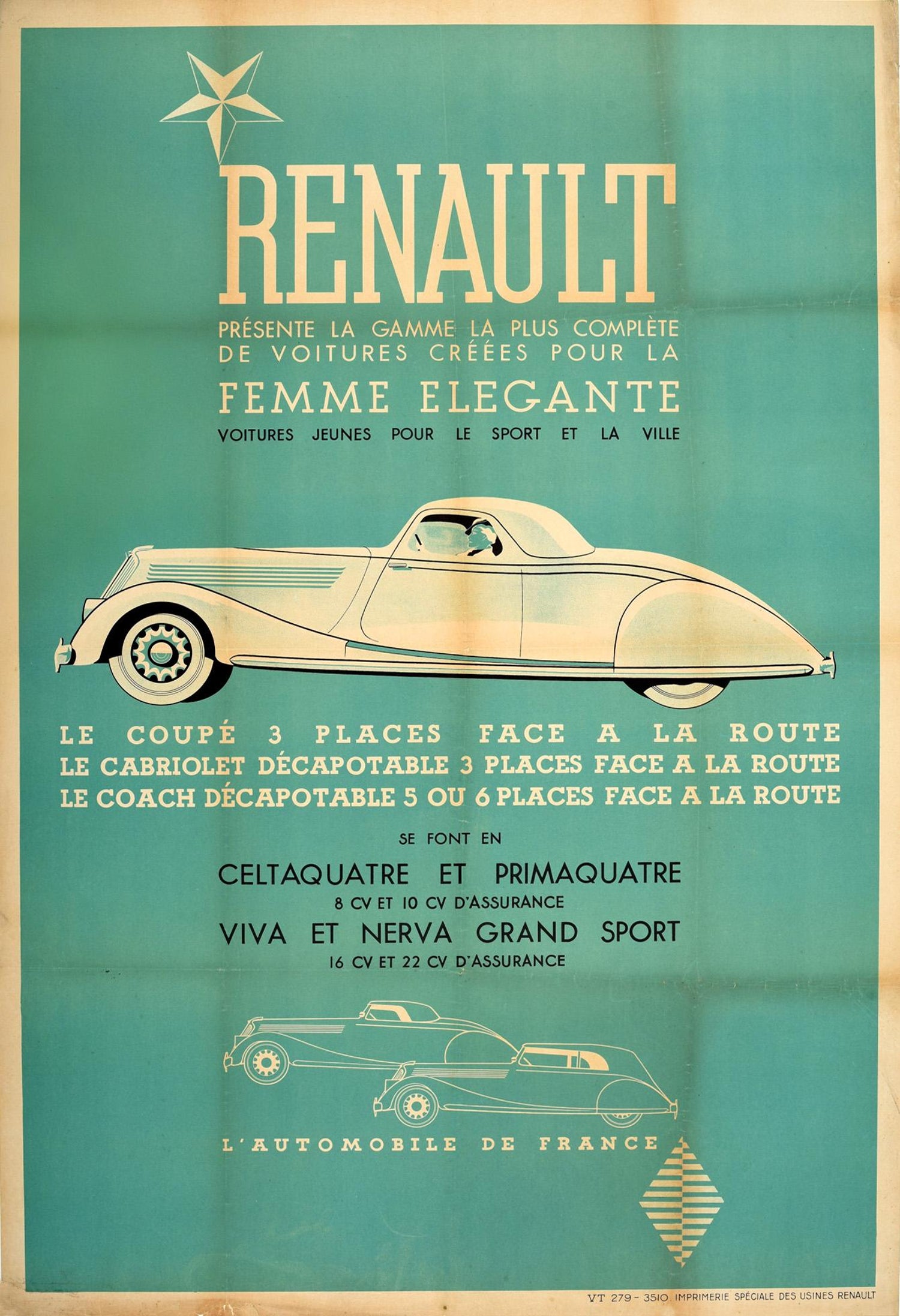 Boyriven brake linings French vintage sports car advertising poster canvas print