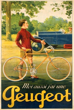 Original Vintage French Peugeot Bicycle Advertising Poster I Also Have A Peugeot
