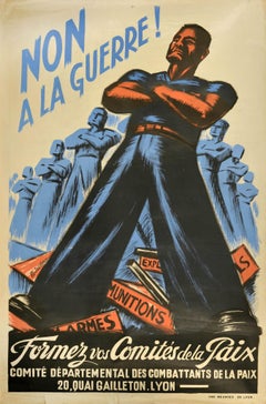 Affiche de propagande de guerre française originale « No To War Peace Fighters WWII »