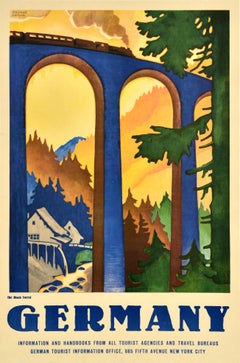 Original Vintage German Railways Travel Poster Germany Black Forest Schwarzwald