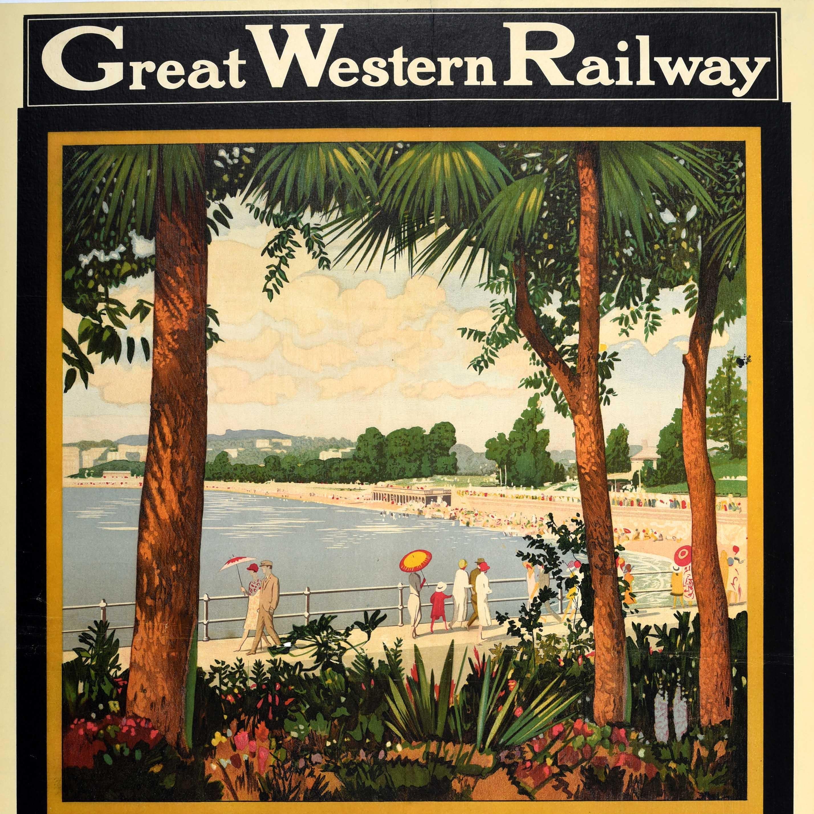 Original Vintage Great Western Railway Poster Torquay English Riviera Art Deco - Black Print by Unknown