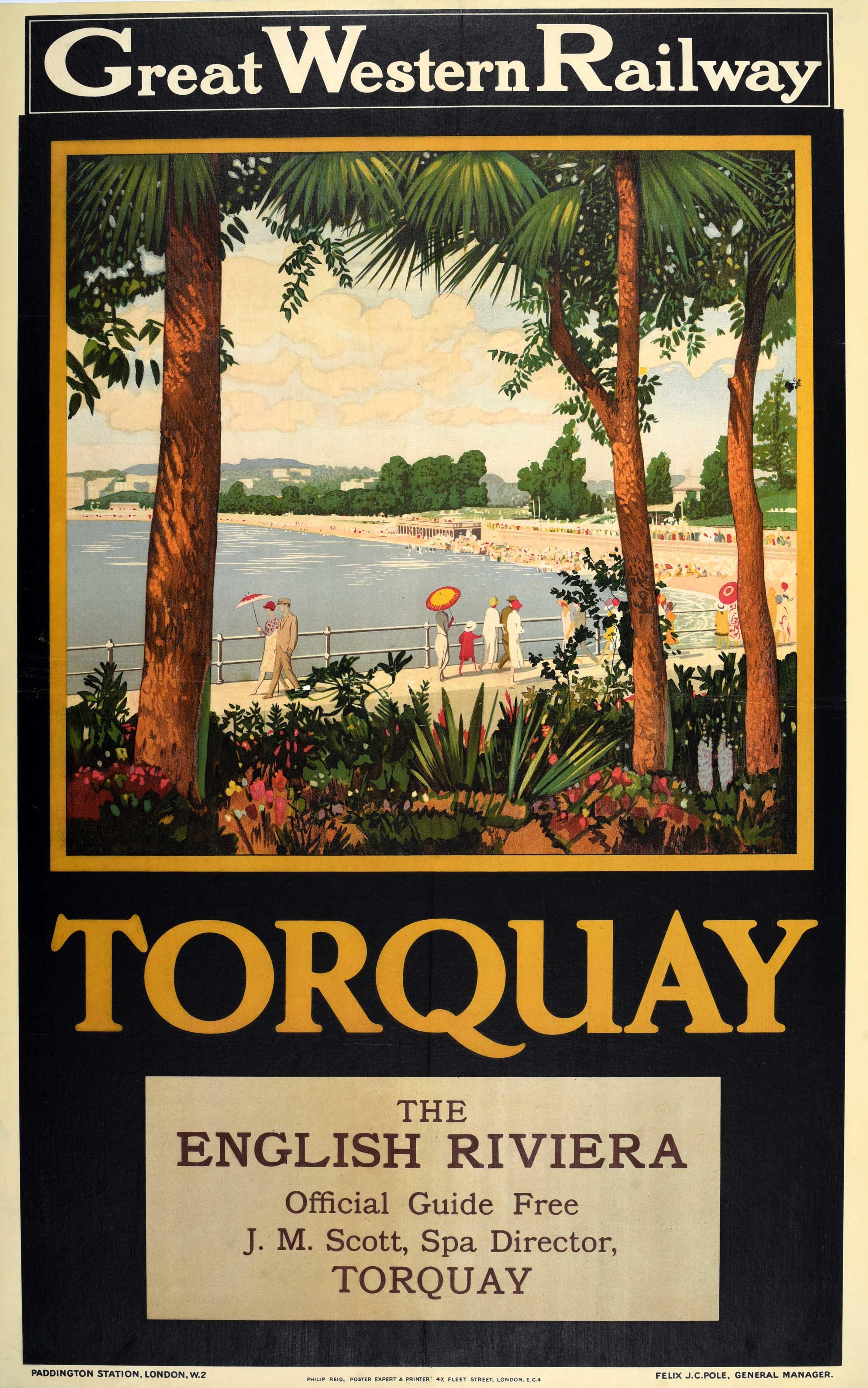 Unknown Print - Original Vintage Great Western Railway Poster Torquay English Riviera Art Deco