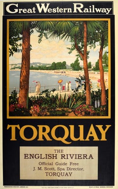 Original-Vintage-Poster, Great Western Railway, Torquay, Englische Riviera, Art déco