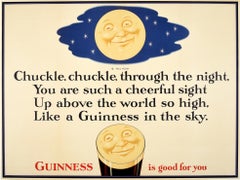 Original Vintage Guinness Is Good For You Poster Full Moon Design Beer Drink Ad