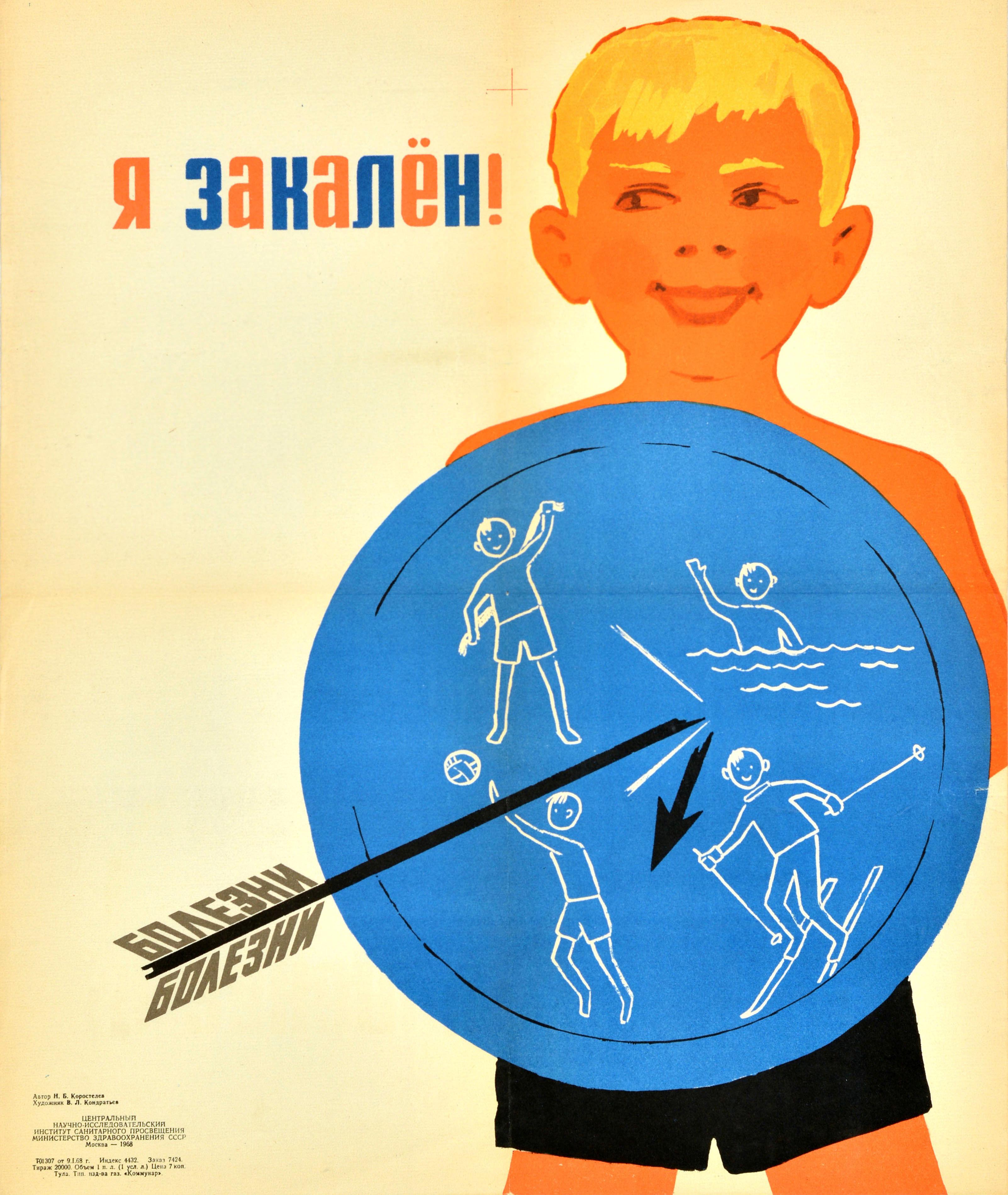 Unknown Print – Originales Original-Vintage- Propagandaplakat „ Health Propaganda Poster Cold Training Against Illness“, UdSSR