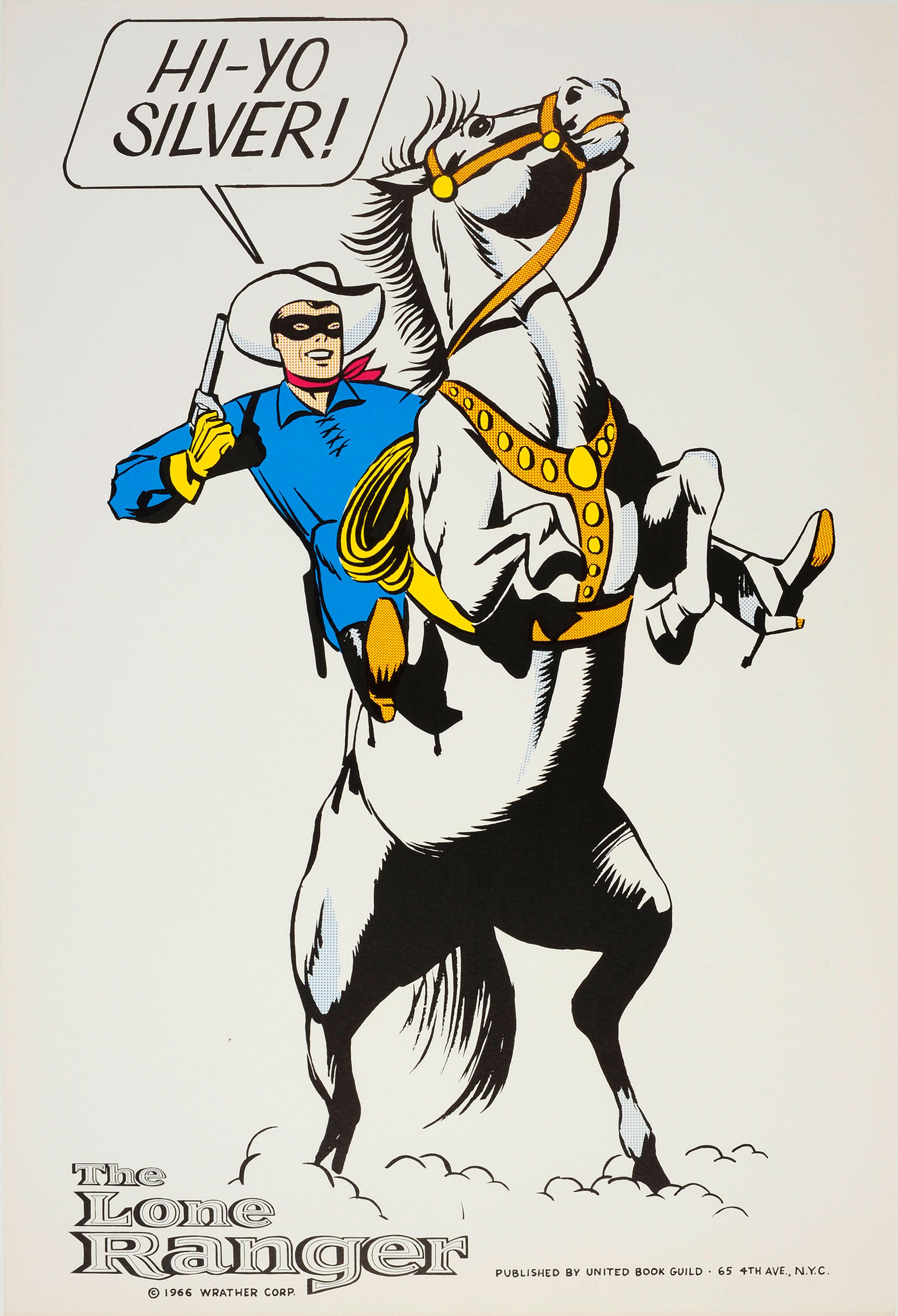 Unknown Print - Original Vintage Hi-Yo Silver The Lone Ranger Poster Masked Comic Hero And Horse