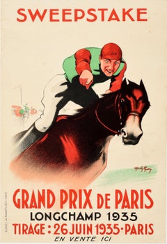 Original Vintage Horse Racing Poster Sweepstake Grand Prix De Paris Longchamp 