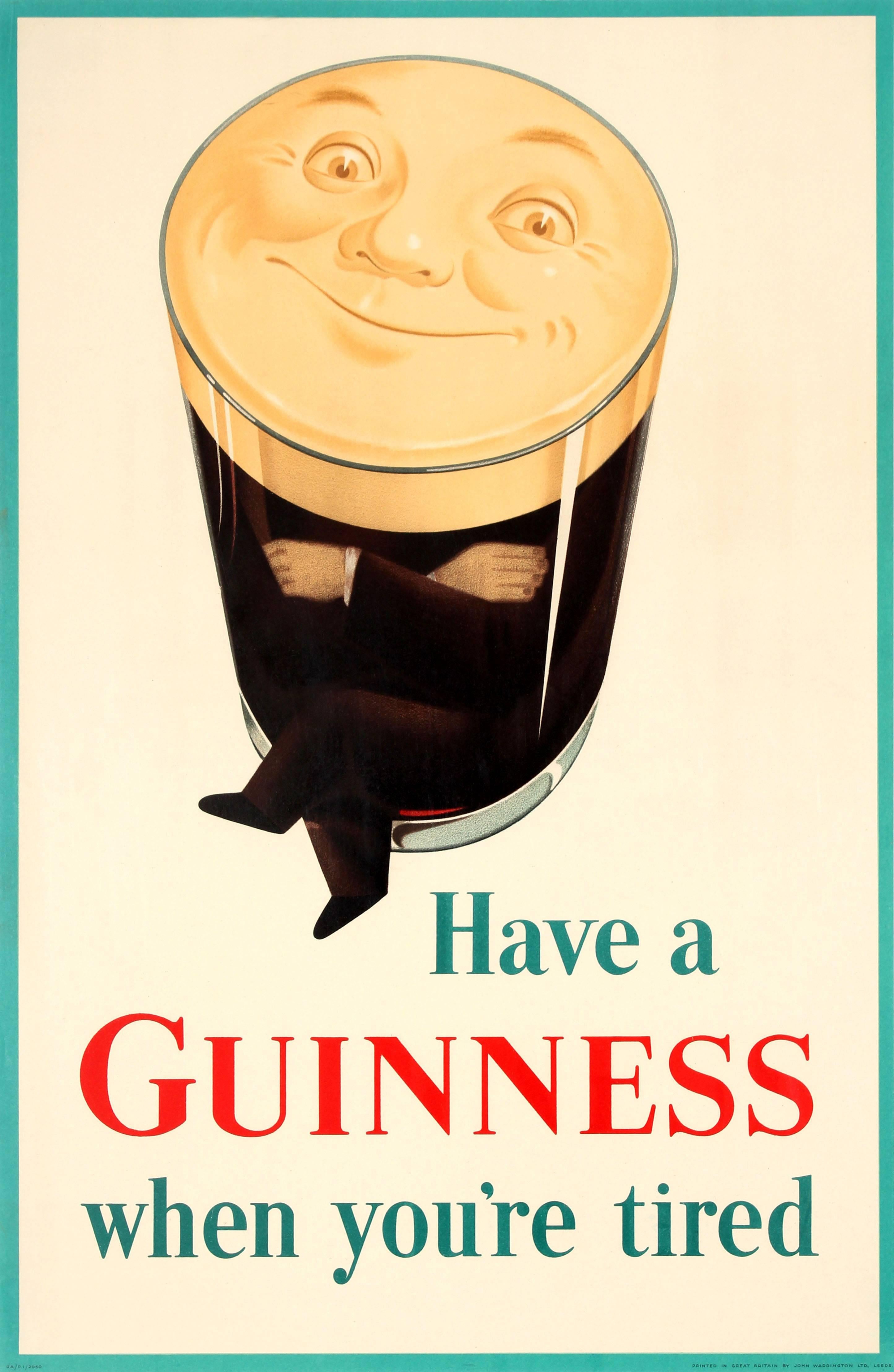 Unknown Print - Original Vintage Iconic Beer Drink Poster - Have A Guinness When You're Tired