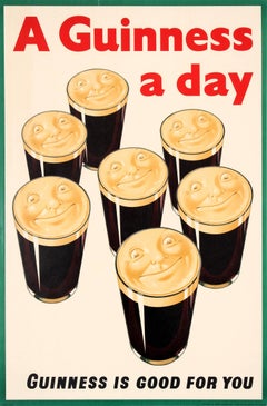 Original Vintage Iconic Drink Poster - A Guinness A Day Guinness Is Good For You