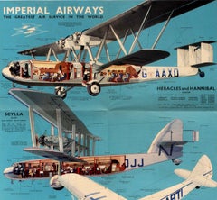 Original Vintage Imperial Airways Travel Brochure Poster Flying Boat Land Planes